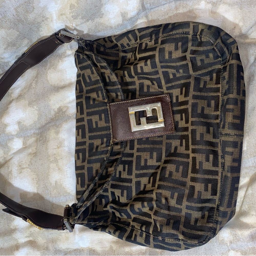Vintage Fendi Black and Brown Monogram Shoulder Bag - Picture 15 of 15